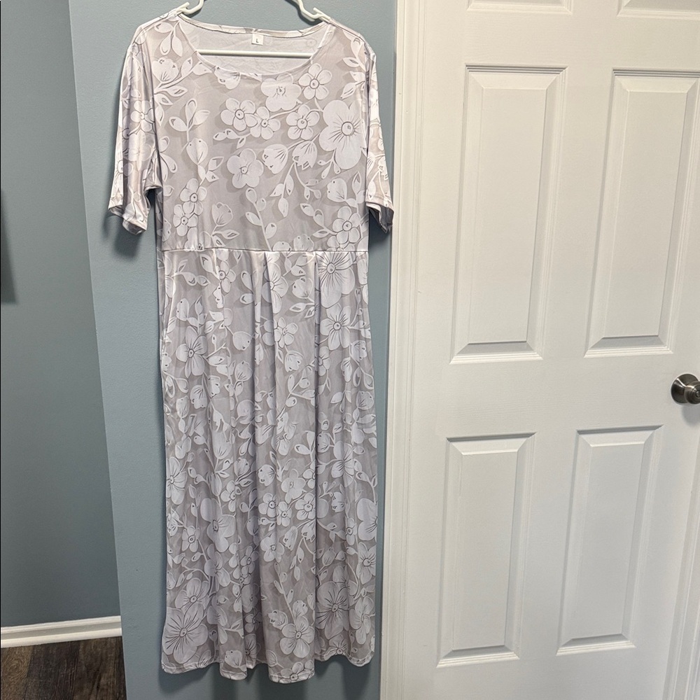 Floral Gray Maxi Dress